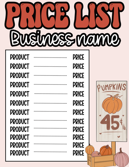 12 DAYS OF GIVING: Price List