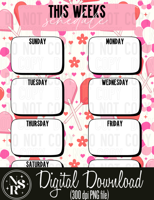 THIS WEEKS SCHEDULE (Sucker for Love): PRINTABLE