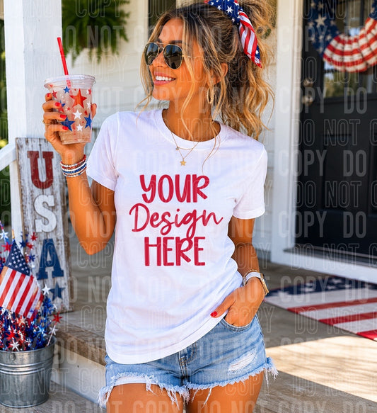 WHITE Front Porch Patriotic Sippin: 2026 Shirt Mockup